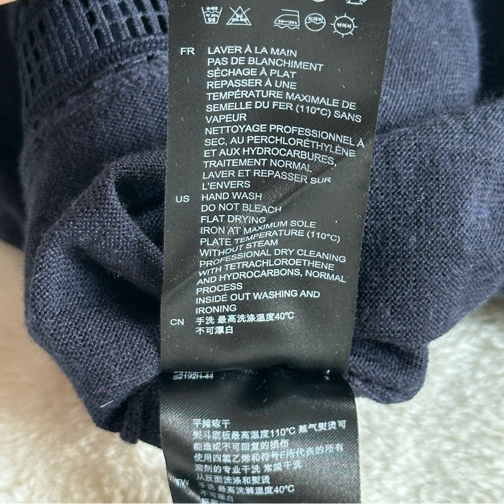 Sandro Wool Navy Blue Long Sleeve Crewneck Sweater XS (2) - Picture 12 of 14